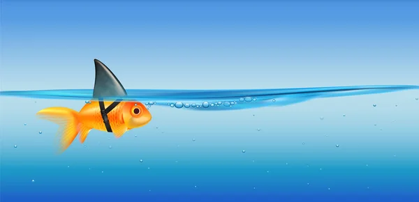 大梦漫画写实的构图 描绘鱼翅系在向量图上的小金鱼 — 图库矢量图片