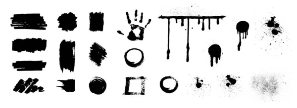 Blots Grunge Textur Realistisches Set Mit Isolierten Monochromen Ikonen Menschlicher — Stockvektor