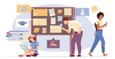 Not sembollü ilan tahtası konsepti düz vektör illüstrasyonu