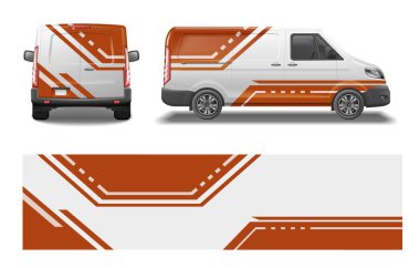 Car van mockup livery wrap design realistic set with automobile from different angles and wrapping views vector illustration clipart