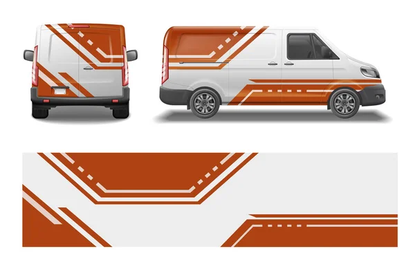 Auto Van Mockup Livery Wrap Diseño Realista Conjunto Con Automóvil — Vector de stock