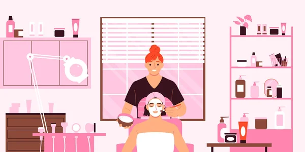 Fundo Serviço Beleza Com Skincare Símbolos Relaxamento Ilustração Vetorial Plana — Vetor de Stock