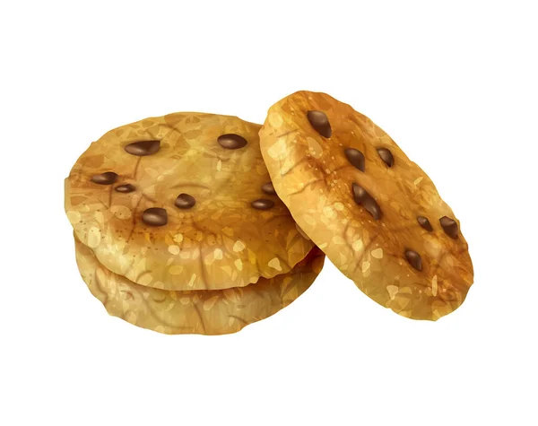 現実的なオートクッキー組成物との隔離されたイメージの菓子製品上の空白の背景ベクトルイラスト — ストックベクタ