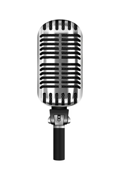 Professzionális Mikrofon Reális Kompozíció Izolált Kép Audio Felvétel Mikrofon Vektor — Stock Vector