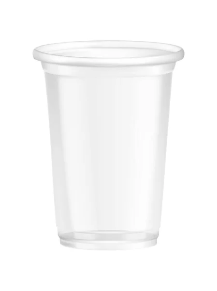 Transparent Disposable Plastic Glass Composition Isolated Image Beverage Container Blank — Stock Vector