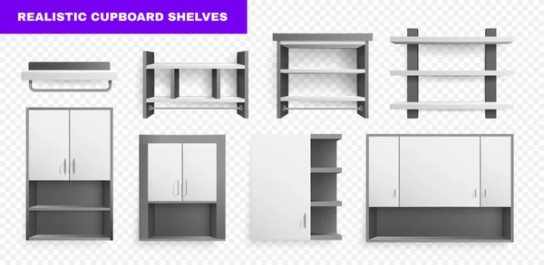 Twee Kleuren Keuken Woonkamer Kasten Planken Minimalistische Stijl Realistische Set — Stockvector