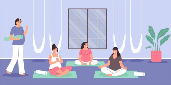 Hamilelik Yoga Sembollü Anne Kulübü Düz Vektör Çizimi — Stok Vektör