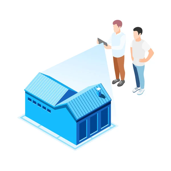 Real Estate Augmented Reality Isometric Composition Isolated House Sales Modern — Stock Vector