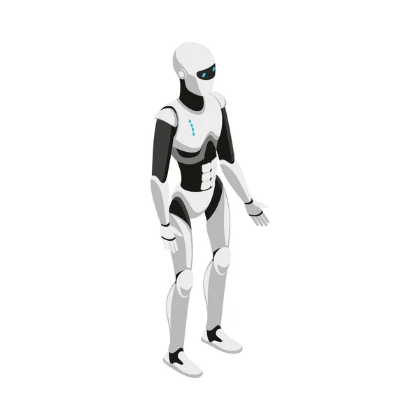 Composition Isométrique Robotisée Automatisée Avec Icône Isolée Illustration Vectorielle Futuriste — Image vectorielle