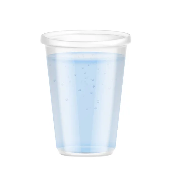 Composição Vidro Plástico Descartável Transparente Com Imagem Isolada Recipiente Bebida — Vetor de Stock