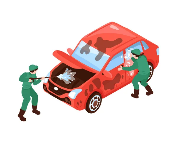 Boş Arkaplan Çiziminde Araba Yıkama Servisinin Izole Edilmiş Bir Görüntüsü — Stok Vektör