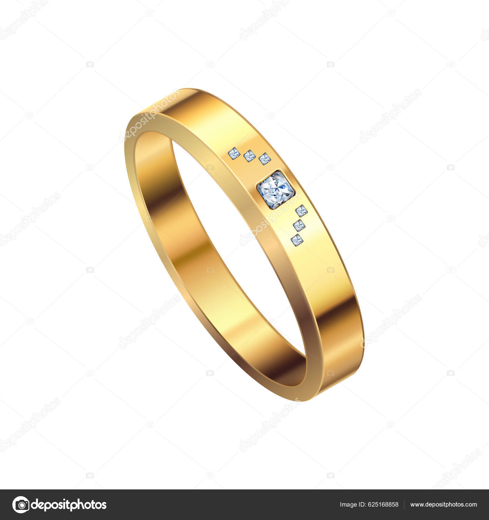 Composición Anillo Dorado Con Imagen Realista Aislada Ilustración Del  Vector Vector de stock #625168858 de ©macrovector, image size:1600x1700