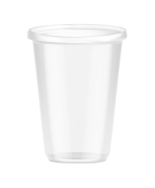 Boş arkaplan çizimi üzerine izole edilmiş içecek kabı görüntüsü ile şeffaf tek kullanımlık plastik cam bileşimi
