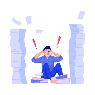 Düz izole edilmiş ikonlar ve ofis çalışanları karakterleri vektör illüstrasyonlu zaman yönetimi planlama zaman çizelgesi bileşimi