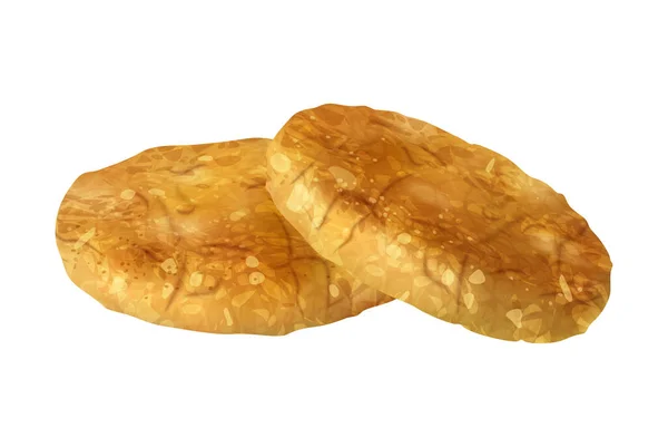 Ρεαλιστική Σύνθεση Cookies Βρώμης Απομονωμένη Εικόνα Του Προϊόντος Ζαχαροπλαστικής Κενό — Διανυσματικό Αρχείο