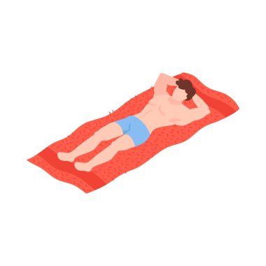 İzometrik sahil evi tropik tatil insanları izole edilmiş insan karakterleri vektör illüstrasyonu ile kompozisyon