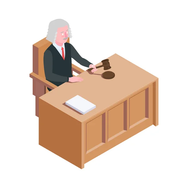 Törvény Igazságszolgáltatás Izometrikus Összetétel Izolált Bírósági Tárgyalás Kép Üres Háttér — Stock Vector