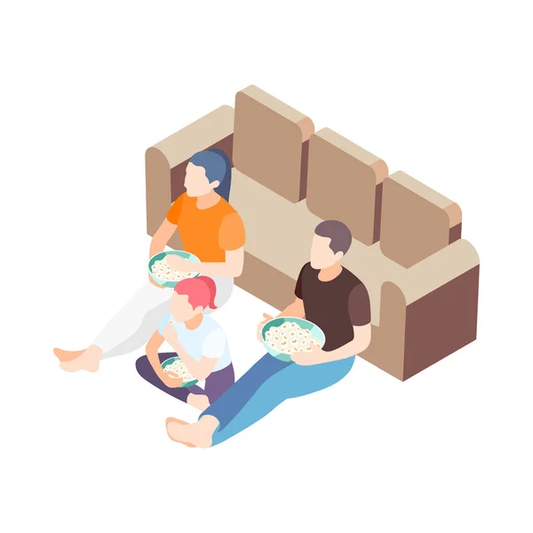 Time Together Isometric Composition Human Characters Close People Situations Vector — Stock Vector