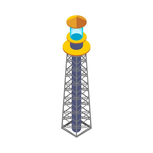 白い背景の上にアイソメトリックシーポート灯台3Dアイコンベクトルイラスト — ストックベクタ