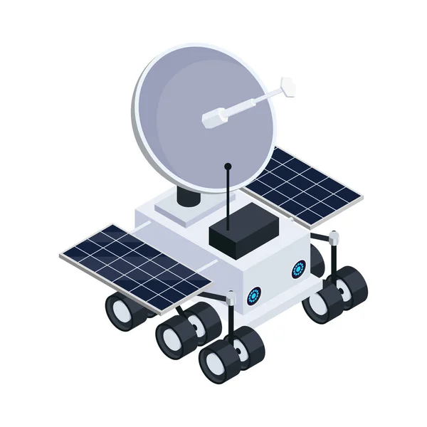 Espaço Isométrico Rover Com Antena Satélite Vetor Ilustração —  Vetores de Stock