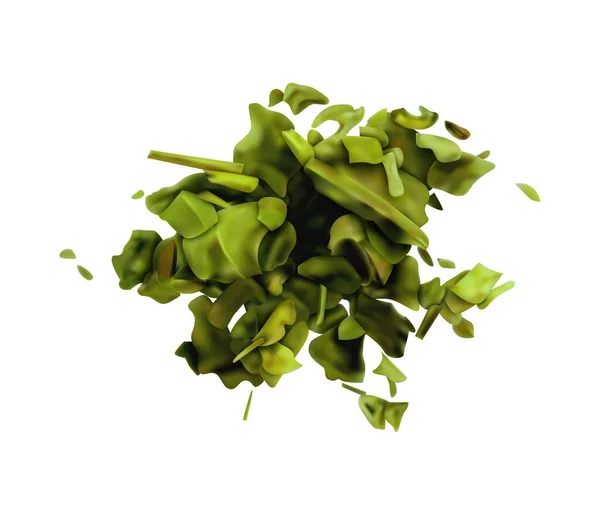 Realistische Haufen Von Trockenem Grünem Tee Blätter Von Oben Ansicht — Stockvektor