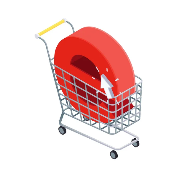 Ecommerce Isometric Conceptual Icon Shopping Trolley Vector Illustration — Stock Vector