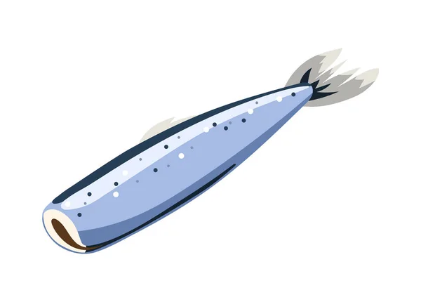 Isometric Raw Fish Icon White Background Vector Illustration — Stock Vector