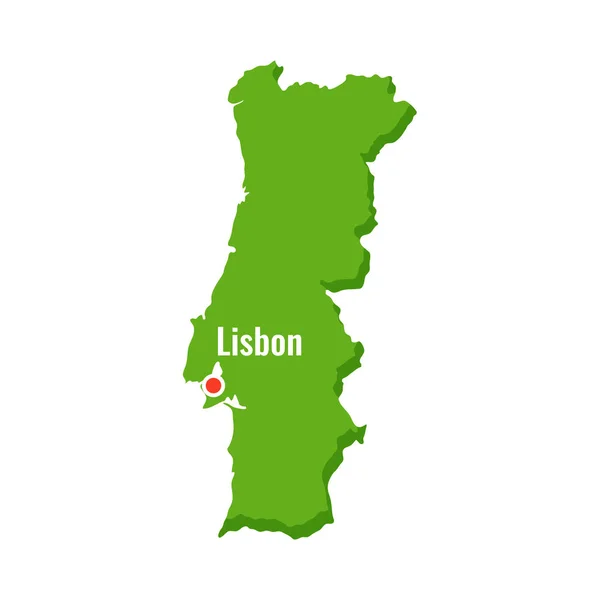 Portogallo Paese Mappa Verde Piano Vettoriale Illustrazione — Vettoriale Stock