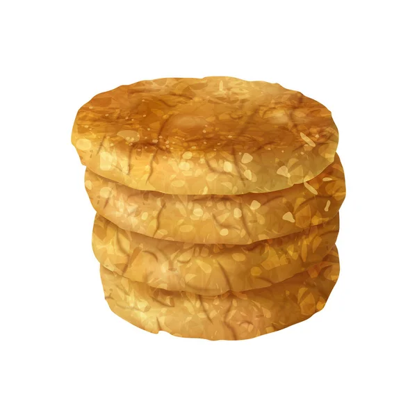 Realistiska Havre Cookies Sammansättning Med Isolerad Bild Konfektyr Produkt Tom — Stock vektor