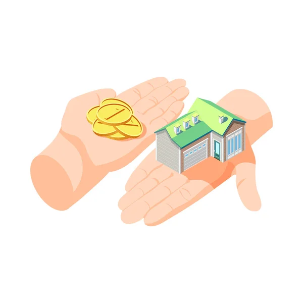 Real Estate Augmented Reality Isometric Composition Isolated House Sales Modern — Stock Vector