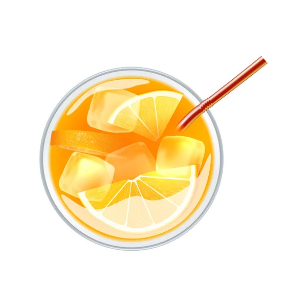 Realistisk Cocktail Ovanifrån Komposition Isolerad Bild Sipper Cocktail Topping Från — Stock vektor