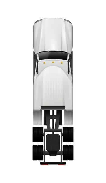 上のベクトルイラストから車のビューの隔離されたイメージと特殊車両のトップビューの現実的な組成 — ストックベクタ