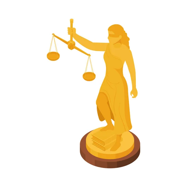 Törvény Igazságszolgáltatás Izometrikus Összetétel Elszigetelt Kép Bírósági Tárgyalási Elem Üres — Stock Vector