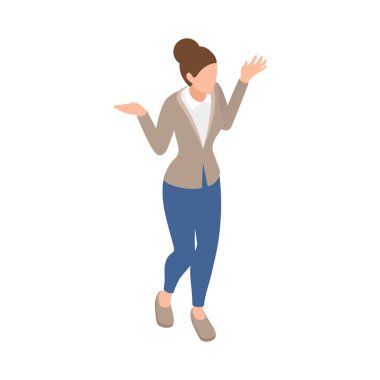 Boş arka plan illüstrasyonunda izole edilmiş insan karakteriyle gelişigüzel şehir insanları izometrik bileşimi