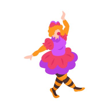 Isometric sirk sanatçıları boş arka plan gösteriminde izole edilmiş eğlence ikonu ile kompozisyon gösterirler