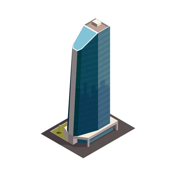 City Skyskrapor Isometrisk Sammansättning Med Isolerad Utomhus Utseende Modern Byggnad — Stock vektor