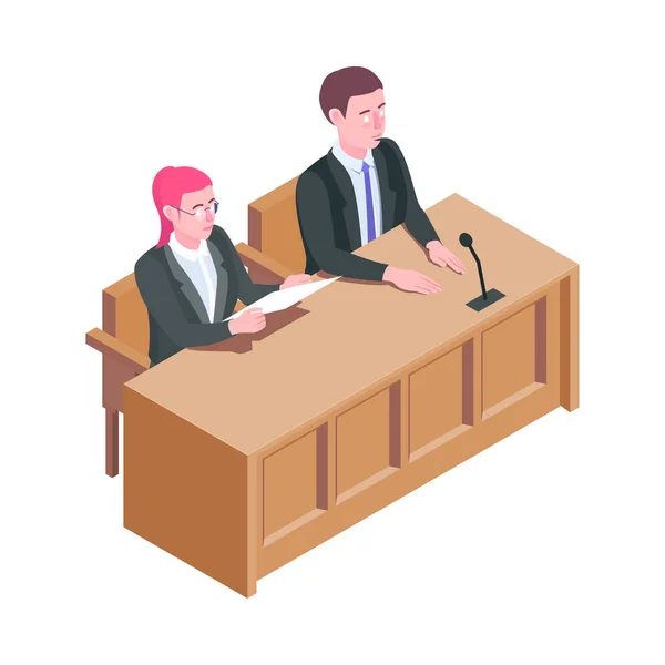 Law Justice Isometric Composition Isolated Court Trial Image Blank Background — Stock Vector