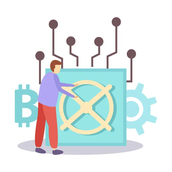 Ico Blockchain Composition Crypto Monnaie Des Icônes Plates Affaires Avec — Image vectorielle