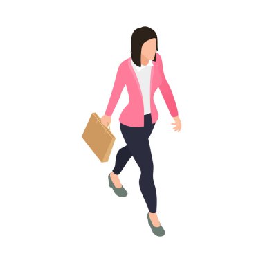 Boş arka plan illüstrasyonunda izole edilmiş insan karakteriyle gelişigüzel şehir insanları izometrik bileşimi