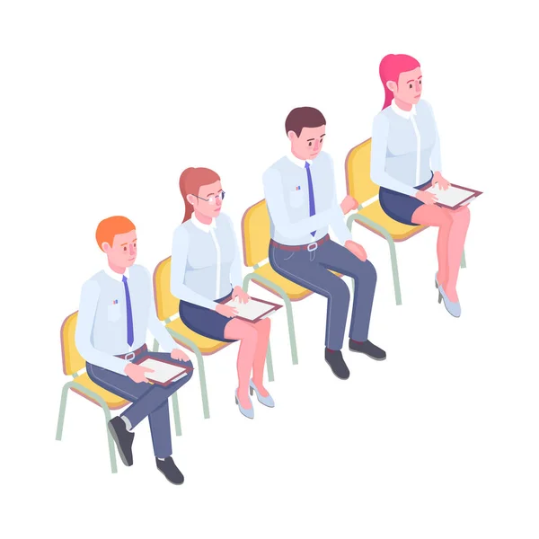 Recruitment Isometric People Composition Human Resources Isolated Image Blank Background — Stockový vektor