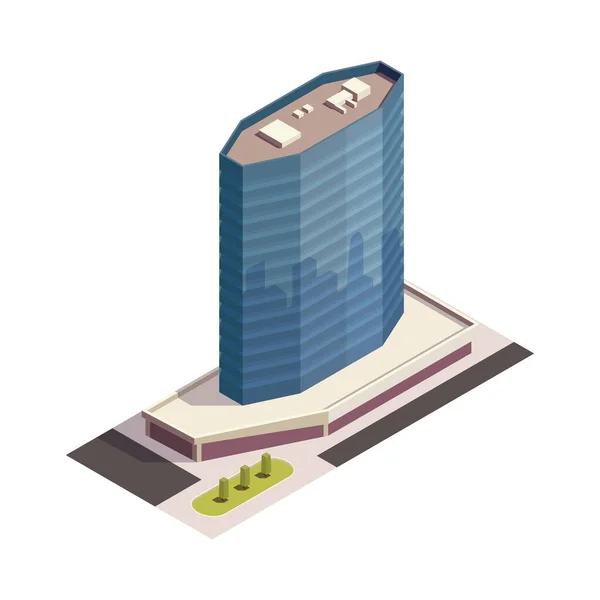 Grattacieli Della Città Composizione Isometrica Con Isolato Aspetto Esterno Edificio — Vettoriale Stock