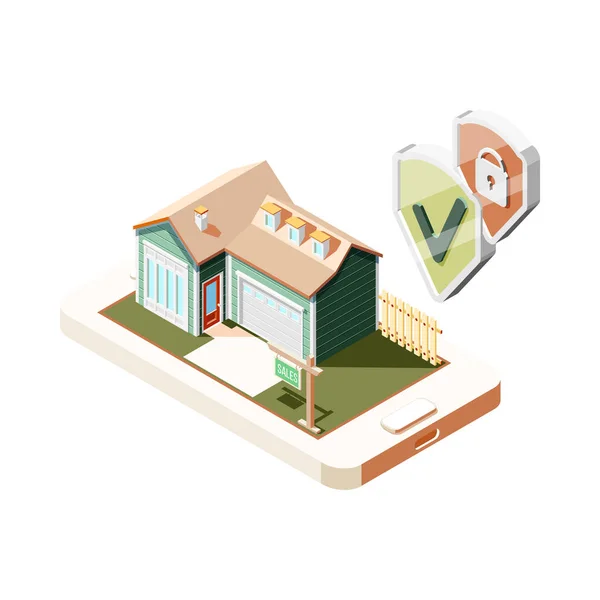 Real Estate Augmented Reality Isometric Composition Isolated House Sales Modern — Vector de stock
