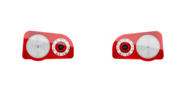 Otomobil parkının izole edilmiş görüntüleriyle gerçekçi oto farları bileşimi ışık vektör ilülasyonu