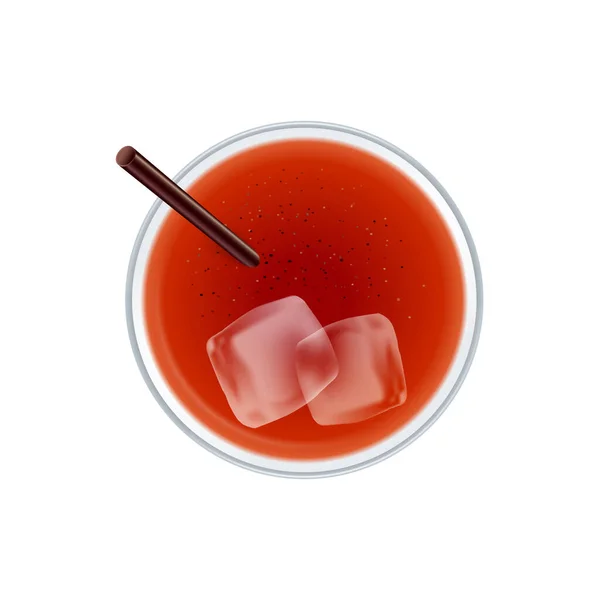 Realistische Cocktail Top View Compositie Geïsoleerd Beeld Van Sipper Cocktail — Stockvector