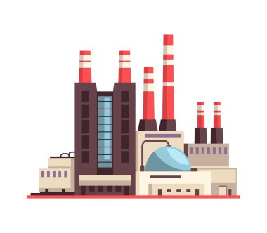 Sanayi fabrikası kirliliği endüstriyel görünümü ile modern binalar vektör illüstrasyonu