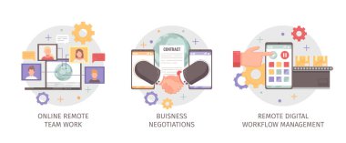 Dijitalleştirme sembolleri izole edilmiş vektör illüstrasyonu ile dijital dönüşüm düzlemi konsepti