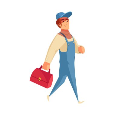 İzole edilmiş karikatür tarzı ev fiksasyonu olan boru tesisatı boş arkaplan vektör illüstrasyonunda resmi düzeltiyor