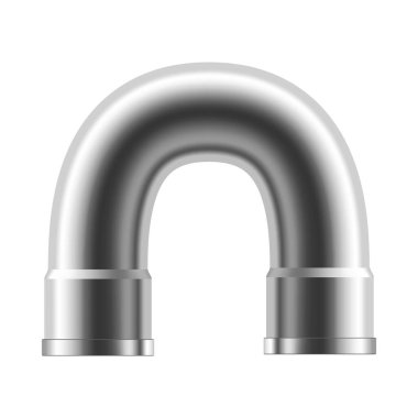 Sanayi boru hattı gerçekçi kompozisyonu ve boş arka plan vektör illüstrasyonunda gümüş çelik boru parçasının izole edilmiş görüntüsü