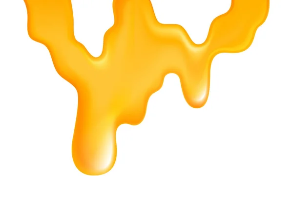 Blood Splatters Blots Drips Realistic Composition Yellow Liquid Blank Background — Stock Vector