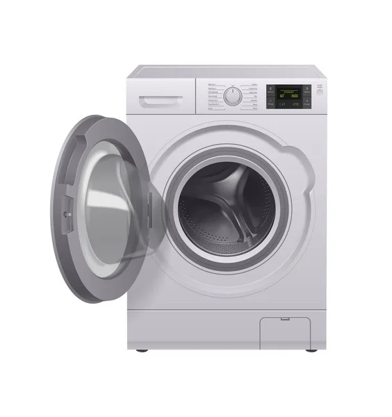 Wasmachine Realistische Samenstelling Met Geïsoleerd Beeld Van Huishoudelijke Apparaten Blanco — Stockvector